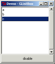 Screen shot of the GListbox widget.