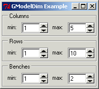Screen shot of the GModelDim widget.