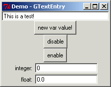 Example of GTextEntry widget.