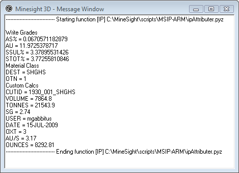 MS3D Message Window