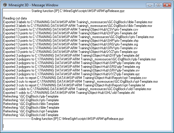 MS3D Message Window